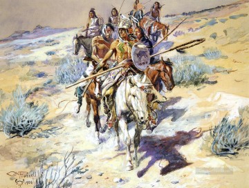  American Oil Painting - Return of the Warriors Indians western American Charles Marion Russell